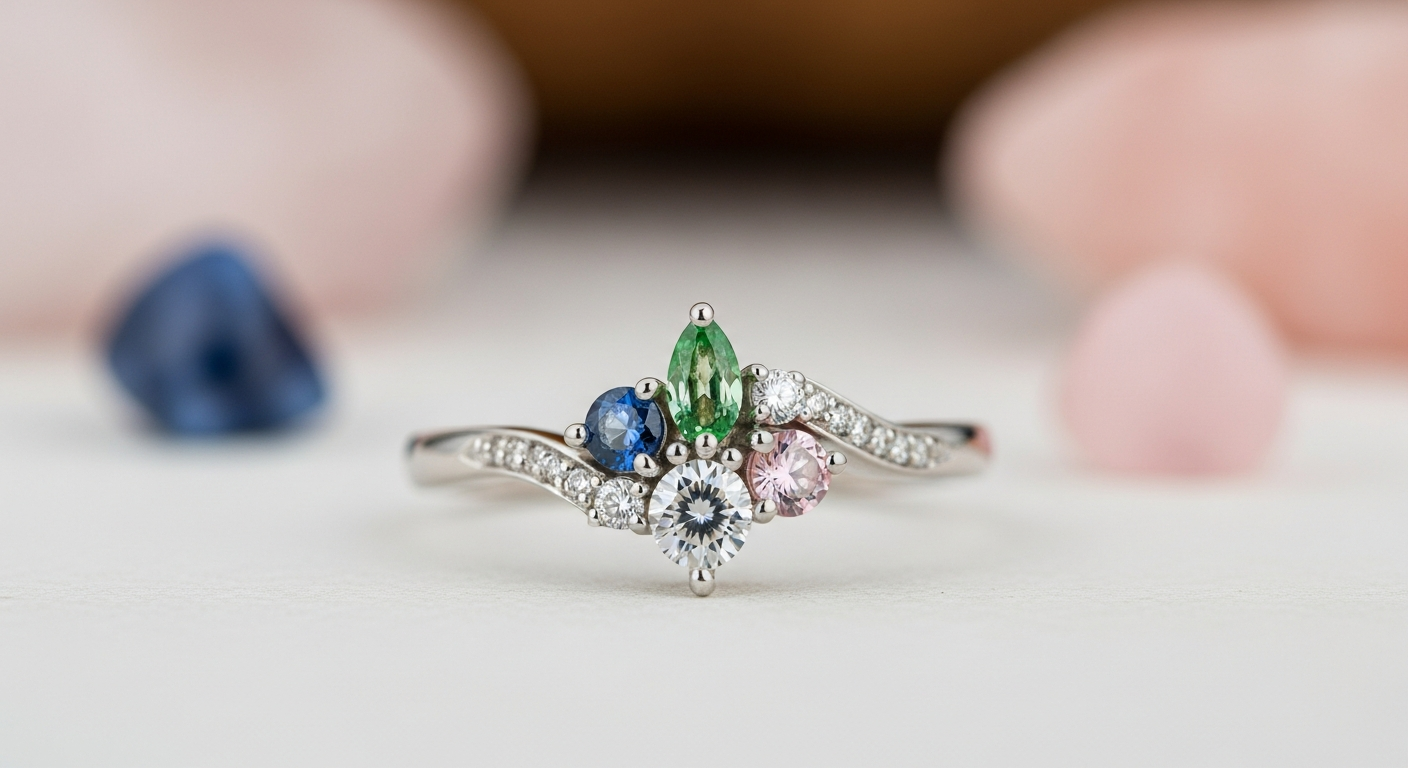 Bague sur mesure avec pierres symboliques