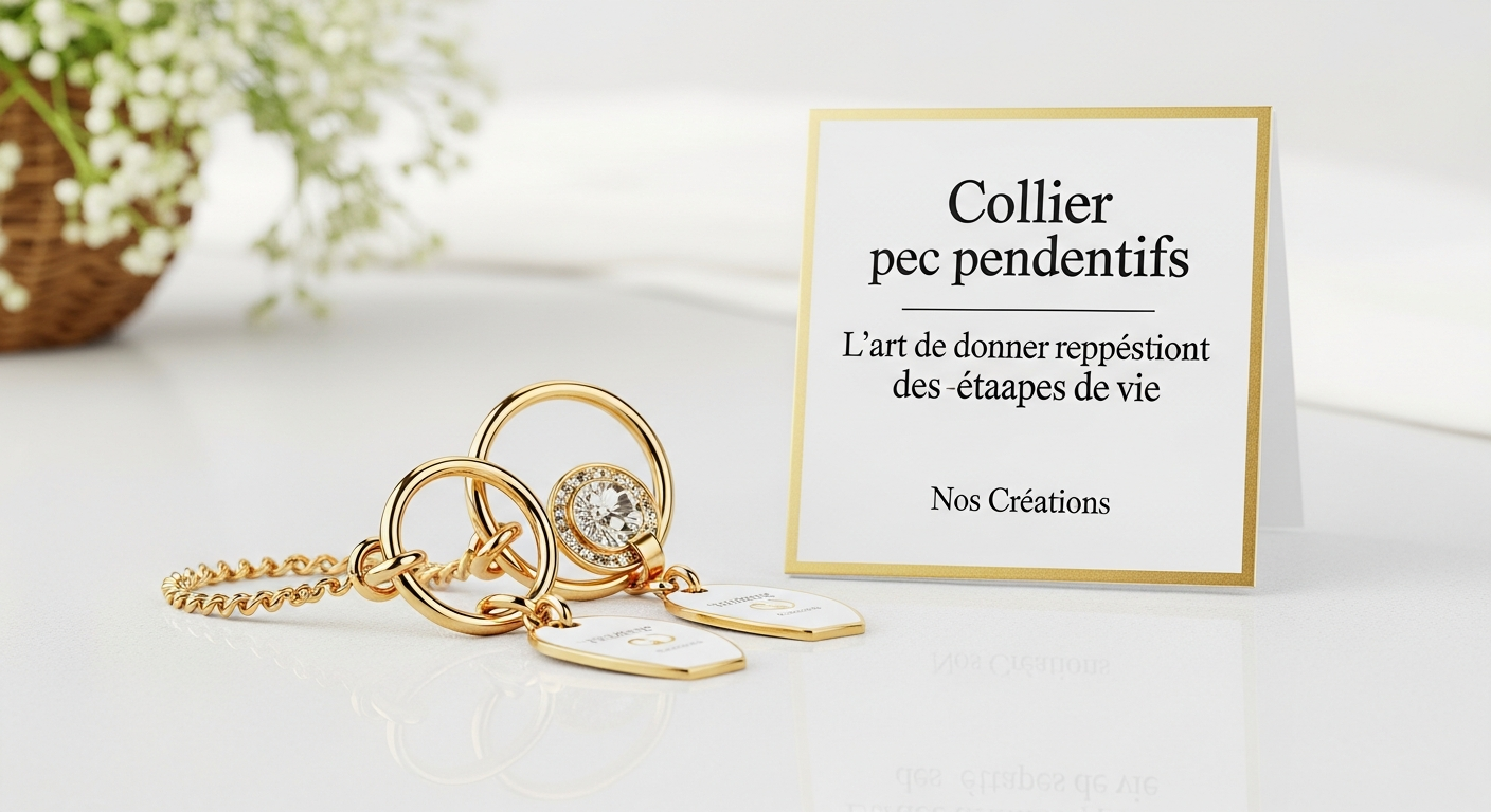 Collier avec pendentifs représentant des étapes de vie