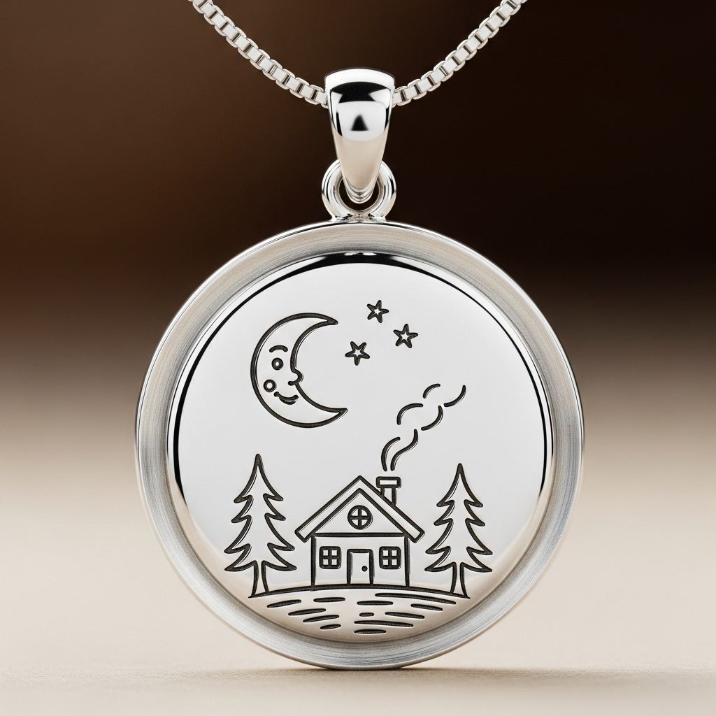 Pendentif gravé avec dessin d'enfant