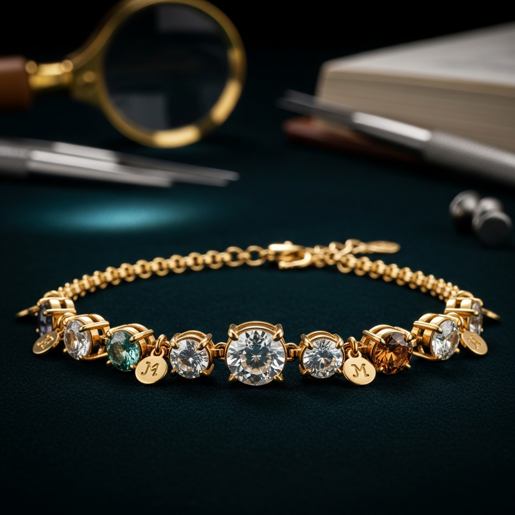 Bracelet avec pierres de naissance des enfants